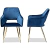 Baxton Studio Dining Chairs, Navy Blue/Gold