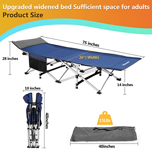 Image of Homdox Camping cot Folding Outdoor Camping Travel Cot and Cot Pad - Quality Lightweight Portable Heavy Duty Adult Travel Cot Double Layer Oxford Portable Travel Camp Cots for Camp /Office /Home