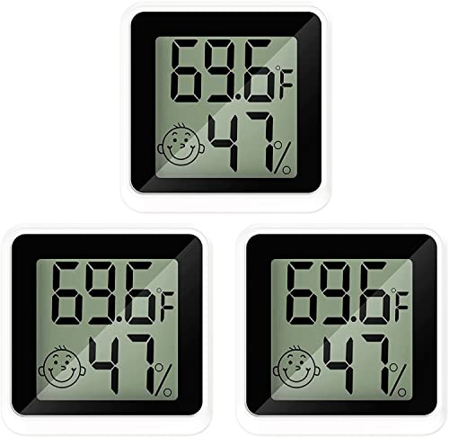 Brifit Thermomètre Intérieur, Thermomètre Hygromètre Numérique, 3PCS Mini Thermomètre Digital avec Ecran LCD, Moniteur d'Humidité et Température avec Indicateur de Confort pour Maison, Bureau Cover