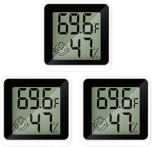 【3 Pack】Brifit Room Thermometer Humidity Meter Indoor, Digital Temperature Thermometer Hygrometer with Big LCD Display, Precise Humidity Monitor with ℃/℉ Convertible for Baby Office Home Garden Cellar