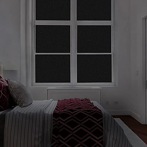 Finnez Blackout Window Privacy Film No Glue Necesary Static Cling,Anti-Uv,Black Window Film 100% Light Blocking For Home Or Office(17.5 X 78.7 Inches) #TOP6