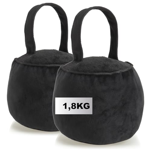 com-four 2x Türstopper mit Griff - extra schwer - 1 8 kg Türhalter mit verstärkten Nähten - funktionelles Wohnaccessoire - runder weicher Bremsklotz für Fenster und Türen (Rund - schwarz 2x)