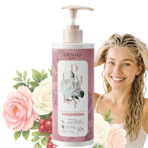 Image of DEMIKI Shampoo for Women,Japanese Shampoo for Oily Hair, Sulfate Free & Paraben Free, Keratin Care,Organic Rose Scent, Clarifying,Moisturizing, Volumizing Hair Care, Anti Dandruff 450ml,16oz