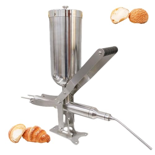 5L Stainless Steel Donut Jelly Filler Injector Machine with 3 Nozzles Commercial Cream Filling Equipment for Bakeries Restaurants