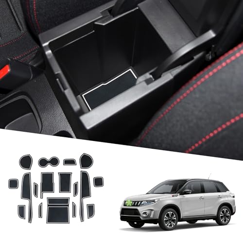 Ruiya per Suzuki Vitara 2016-2022 2023 Antiscivolo Interno Tappetini, Vitara Tappetini Gomma Tappetini in Gomma per Auto Tappetino Bracciolo Protezione Accessori Suzuki Vitara