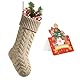 meioro Weihnachtsstrümpfe mit Grußkarte, 46cm/18in Große Größe Kabel Strick Weihnachtsstrümpfe, Kamin Hängende Weihnachtsstrümpfe für Urlaub Familie Party Festival Dekorationen (Khaki, 1 Pack)