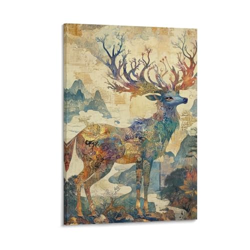 Peintures Sur Toile Dieu cerf pour un salon scandinave chaleureux