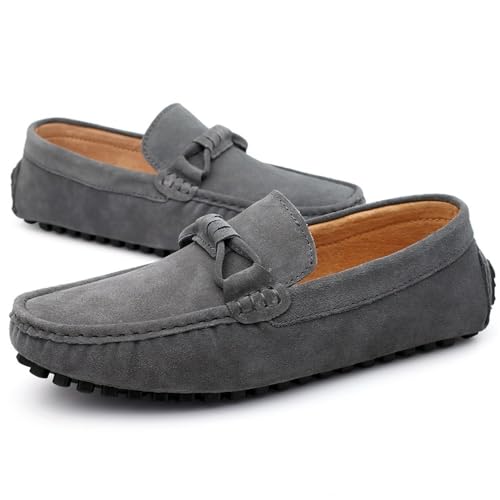 Prom Casual Slip-ons Round Toe Driving Loafers Suede Vamp Loafers for Men Anti-Slip Flat Heel4