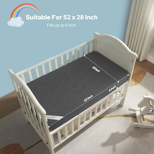 Image of Waterproof Crib Mattress Protector 2 Pack, Soft and Breathable Crib Mattress Pad Cover, Noiseless Machine Washable Toddler Mattress Protector for Standard Baby Toddler Bed (52''x28'',Gray)