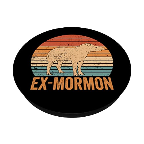 Ex Mormon Tapir Horse LDS Retro Exmo Ex-Mormon PopSockets Swappable PopGrip, Black - Image 2