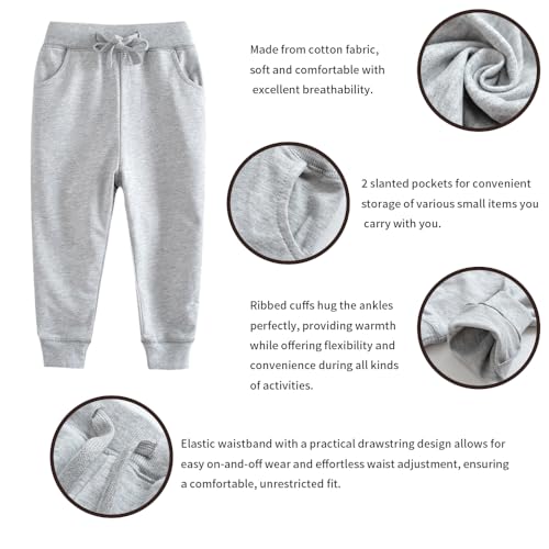 Image of HUAER& Baby Boy's Jogger Pants Dinosaur Car Animal Print Drawstring Elastic Sweatpants (1-Pack 2-Pack)