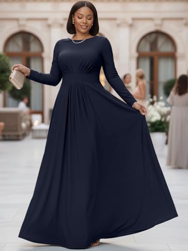 Image of KOH KOH Womens Long Sleeve Flowy Empire Waist Fall Winter Maxi Dress Gown