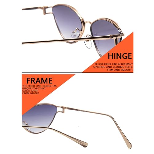 bullabulling Fashion Y2k Cat Eye Sunglasses For Women Trendy Metal Frame Triangle Sun Glasses Ladies Oval Shades UV4004