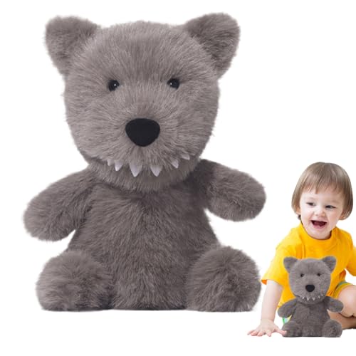 Juguete de peluche de lobo relleno - Muñeco de peluche de 9,84 pulgadas | Almohada de felpa coleccionable suave y agradable para la piel para mayor comodidad y juego | Lindo muñeco de lobo - Dormitori