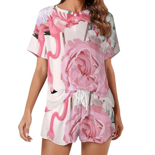 Pyjama flamant rose aquarelle pour femme le confort des soirées d'été