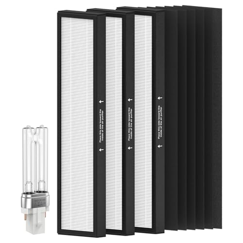 Image of 3 Pack 182550 Replacement Filter for Bionair BAP536UV-U & Holmes HAP537UV, 3x H13 HEPA + 6x Carbon Pre-Filters + UVB950 Bulb