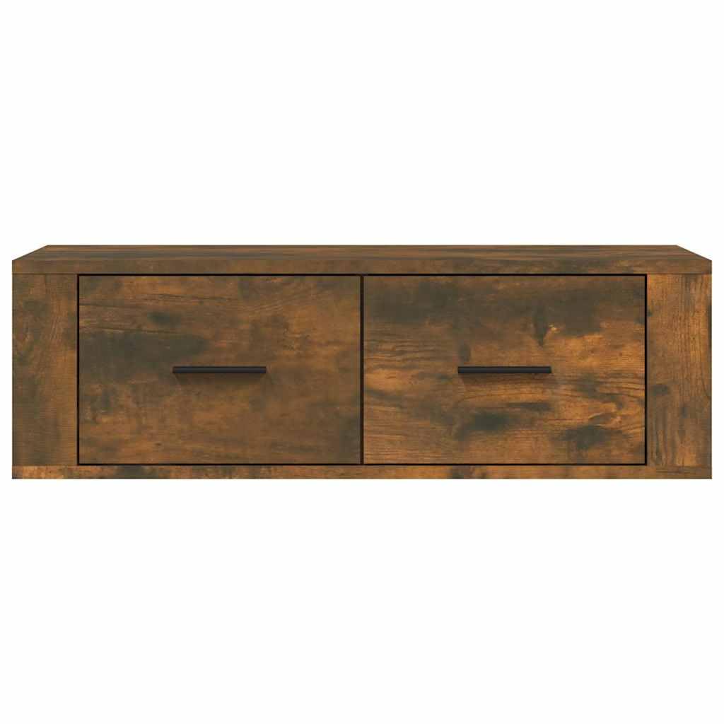 Armoire TV Suspendue en Bois d'ingénierie Chêne fumé 80x36x25 cm avec tiroirs pour Salon, séjour ou Chambre, Support Mural Moderne et Robuste pour écran multimédia