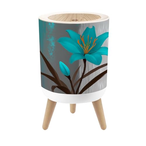 Caneca de basura pequeña con tapa y resorte diseño floral 1.8 gal