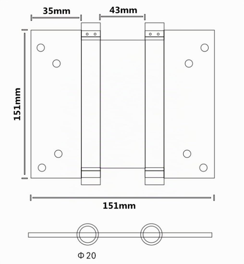 Ranbo152mm cerniera a molla a doppia azione,cerniere per porte a battente due vie in 304 Acciaio Inox,chiusura automatica,tensione regolabile,per pendolo,saloon,caffè,bar.carico massimo 40 kg(2 pz)