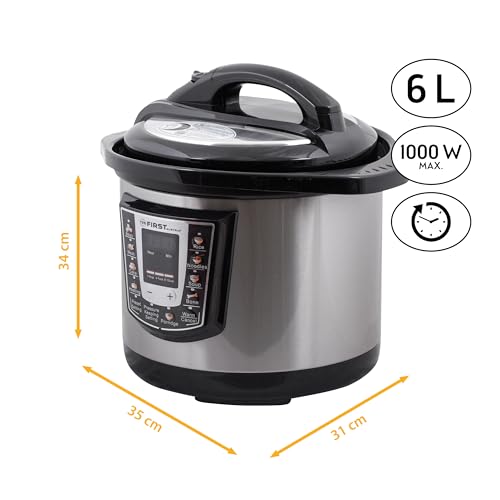 Autocuiseur Multifonction 6L, Multicuiseur Electrique avec 9 Programmes, Fonction Maintien au Chaud et Minuterie Intégrée, Acier Inoxydable, 1000W, Cuiseur à riz, Argent – Image 3