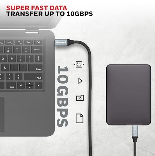 Image of Honeywell Type C to Type C USB 3.1 Cable, 4 Feet (1.2M), Max Output 5A 100W, QC 3.0, Fast Charge, Compatible with Apple Devices, Smartphones, Laptops, Power Banks, Tablets, Headphones, Speakers Black