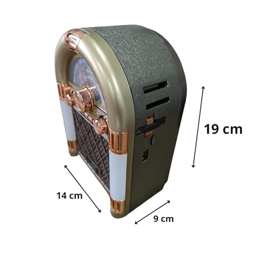 Rádio Retrô Multifuncional, AM/FM/SW3, Bluetooth, USB, Iluminação LED, Bivolt, Design Jukebox