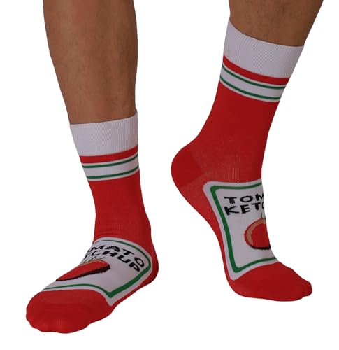Ketchup French Fries Pattern Dress Socks Personality AB Socks Funny Novelty Crazy Design Crew Socks Gift for Men3