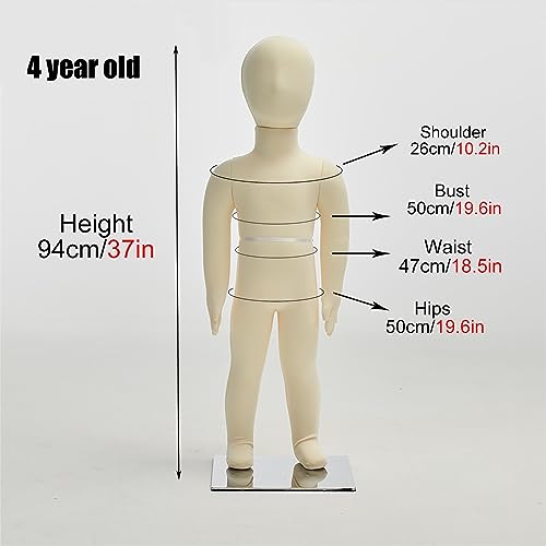 Maniquí de torso infantil de 4 años ajustable y desmontable para escaparates 3