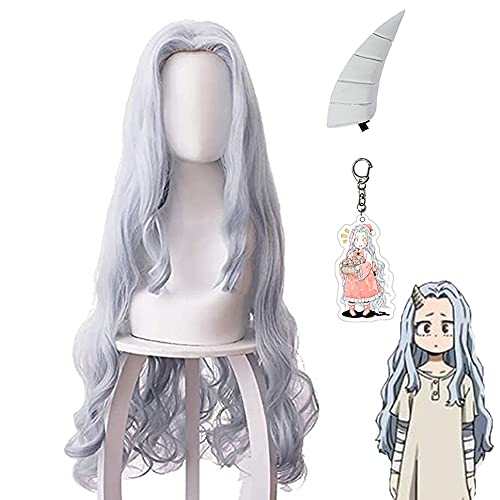TLSD Eri Wig Horn Clip with Cosplay Keychain, Eri Costume Long Hair for Halloween Party Cosplay Costume Accessories