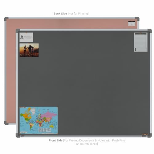 Image of Scholar Art Metis 4x5 Feet Bulletin Notice Board for Office, Home & School | Vibrant & Versatile Crape Cloth + High Density Soft Board for Pinning Photos, Sticky Notes & Reminders (Grey)