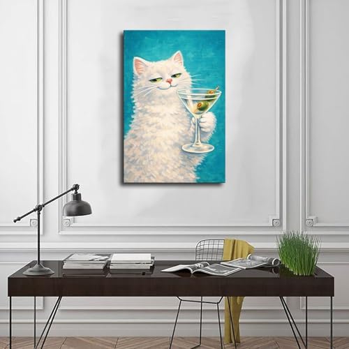 Toile chat Martini idee cadeau originale pour deco de bureau - 3
