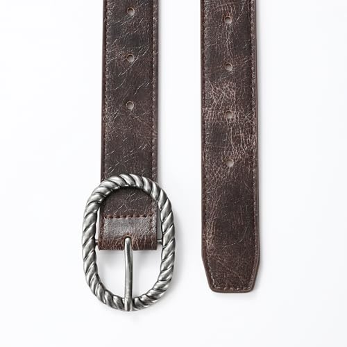 Brown Belt for Women Vintage Silver Buckle Leather Belt Waist Belt for Women Perfect for Jeans Dresses3