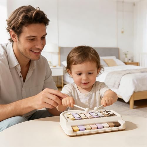 Piano juguete para niños portátil con 8 teclas de colores musicales para casa y exteriores 2
