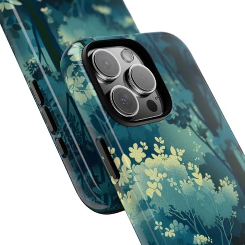 Coque iPhone 16 Pro Max motif feuillage de forêt lumineux vert rigide et brillante - 2