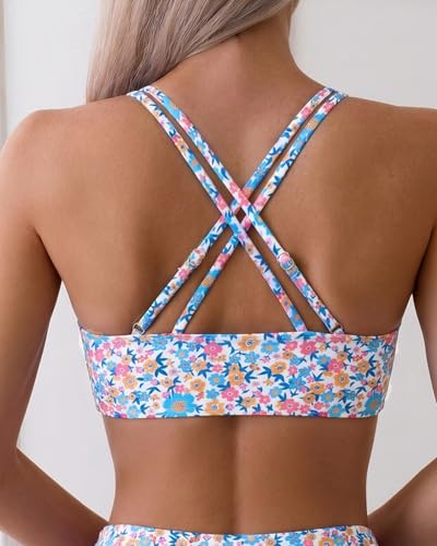 Image of Fanuerg Women's Sexy V Neck Bikini Sets Hollow Out Two Piece Swimsuits Cutout Mid Waist Bathing Suit