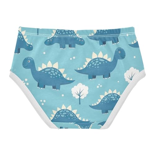 Girls Panties, Cute Blue Cartoon Dinosaurs Toddler Panties, Cotton Girls Underwear, 2T–8 Years2