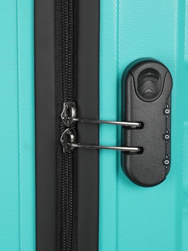 Image of Teakwood Unisex Trolley Bag for Travel, Hard Cabin Trolley Suitcase Bag, Numver Lock System 360 Degree 8 Rotating Wheels | Set of 3 (55, 65, 76 CM, Aqua Green)