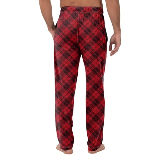 Mens Pj Pants Lightweight Straight Leg Plaid Pajama Pants Comfy Drawstring Waist Cotton Lounge Pants with Pockets4