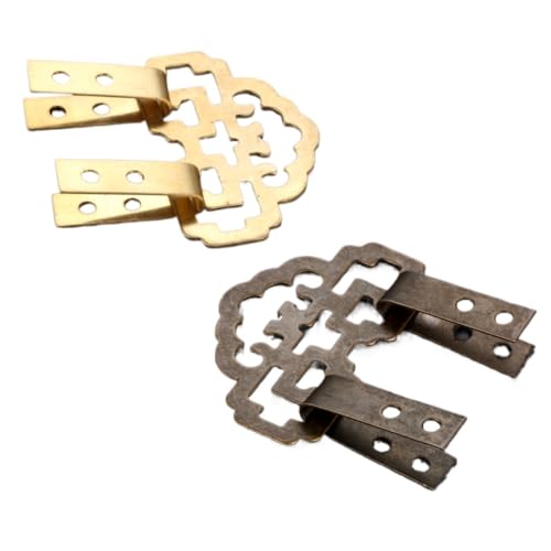 Image of FENG GUO 2Pcs Antique Bronze /Brass Decorative Frame Hanging Picture Oil Painting Mirror Frame Hooks Hanger with Screws Furniture Hardware(Antique Bron 80X46mm)