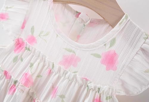 Toddler Girls Ruffle Dress Sleeveless Flower Girls Swiss Dot Flowy Pleated Party Dress Size 1-6T3