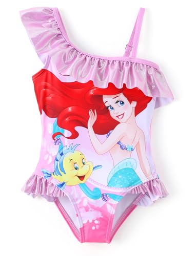 Image of Disney Stitch Frozen Marvel Minnie Mouse Girls Swimsuits Ruffle One Piece Bathing Suits UPF 50 Swimwear Quick Dry Size 2-13Y