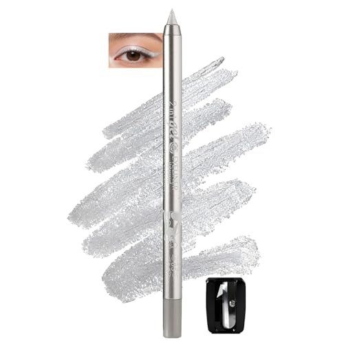 Image of Silver Shimmer Gel Eyeliner Pencil, Waterproof Smudge-proof Long Lasting Plum Eye Liner, High-Pigmented Smooth Creamy Formula for Mature Women, Eyes Makeup Pen with Sharpener