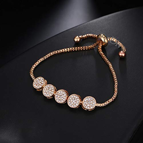 Image of Shining Diva Fashion Full Crystal Charm Stylish Gold Plated Charm Bracelet for Women
