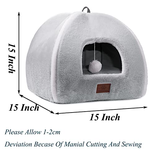 Image of Cat Bed for Indoor Cats - Cat Cave Bed Cat House Cat Tent with Removable Washable Cushioned Pillow, Soft and Self Warming Kitten beds,Cat Beds & Furniture,for Small and Medium Pet Bed.