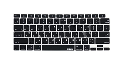 XSKN Israel Hebrew English Language Silicone Keyboard Cover Skin Compatible with 2020 New MacBook Air 13inch with Touch ID and M1 Chip A2337 A2179 Laptop Keyboard (US Layout, Black), LPK348HEBK