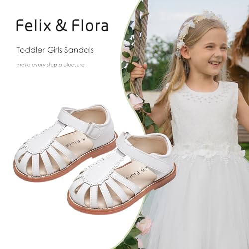 Image of Felix & Flora Toddler Girls Sandals Flower Girl Shoes Soft Rubber Princess Flat Shoes