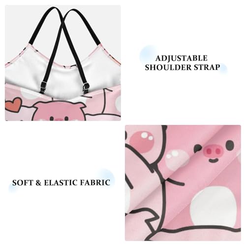 Cute Pig Girls One Piece Swimsuits Heart Animal Sport Halter Swimwear Beach Bathing Suit 5-6T Multi3