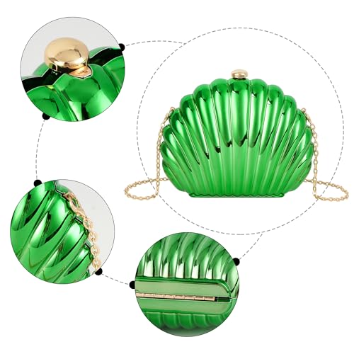 Image of Women Seashell Evening Bag Purse Mermaid Chain Strap Clutch Handbag Shoulder Bag | Seashell