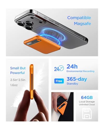 Image of BOYA Notra AI Voice Recorder All-in-One AI Note Taker for Meetings & Calls, Smart Transcription & Summary, App Control, 64GB + Secure Cloud, 140+ Languages Magnetic Design Audio Recorder(Orange)