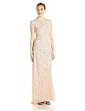 Adrianna Papell Women's Short-Sleeve All Over Sequin Gown Petite, Blush, 6P